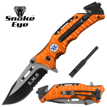 Snake Eye Tactical Rescue Style Survival Spring Assist Folding Knife SE-5379EMS